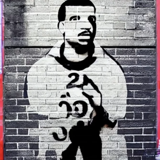 Drake in the style of Banksy     23